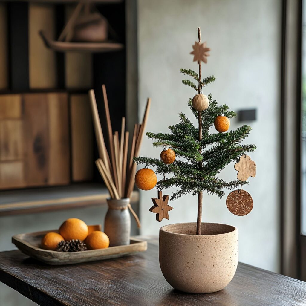 03. Potted Living Christmas Tree with Natural Oranges Slices