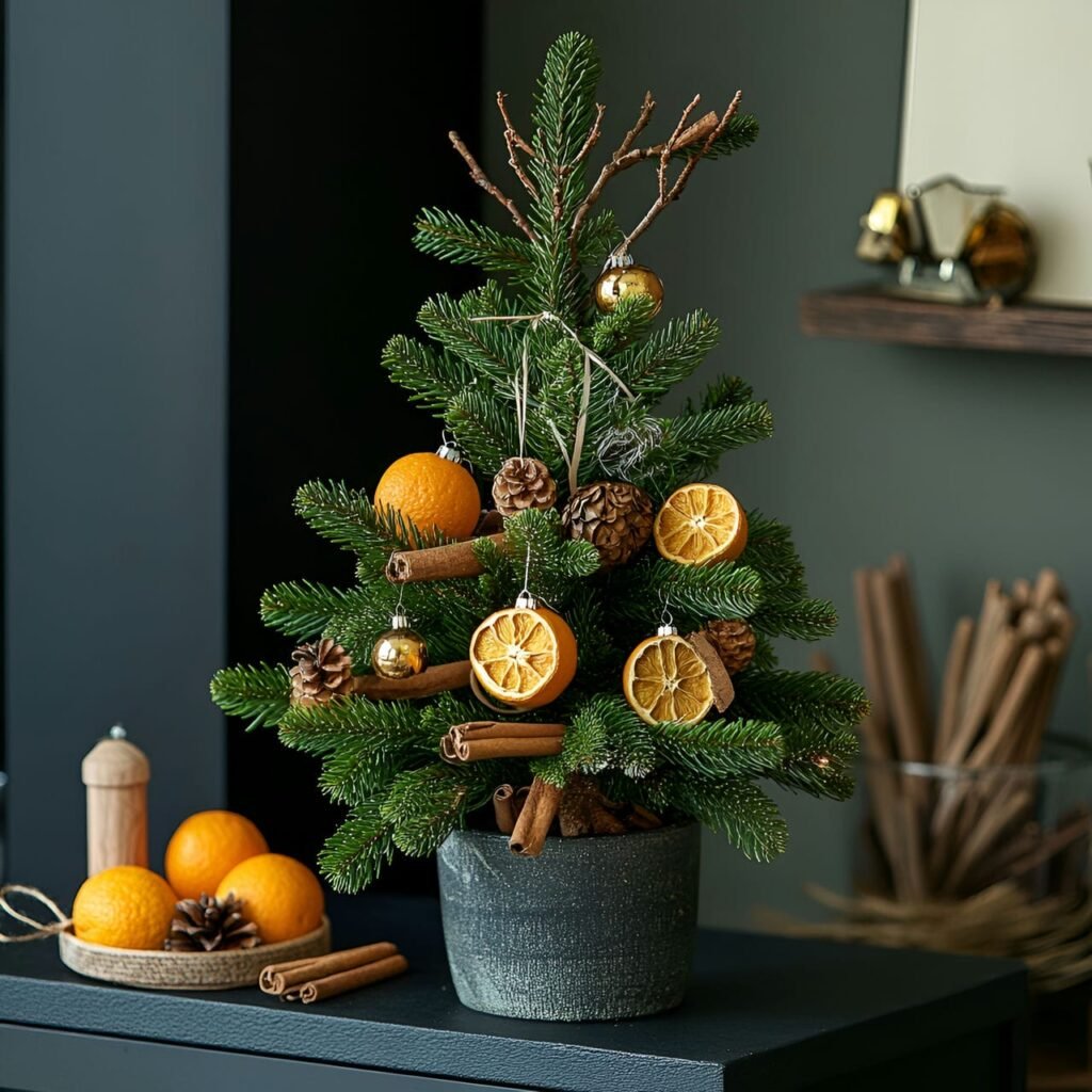 03. Potted Living Christmas Tree with Natural Oranges Slices