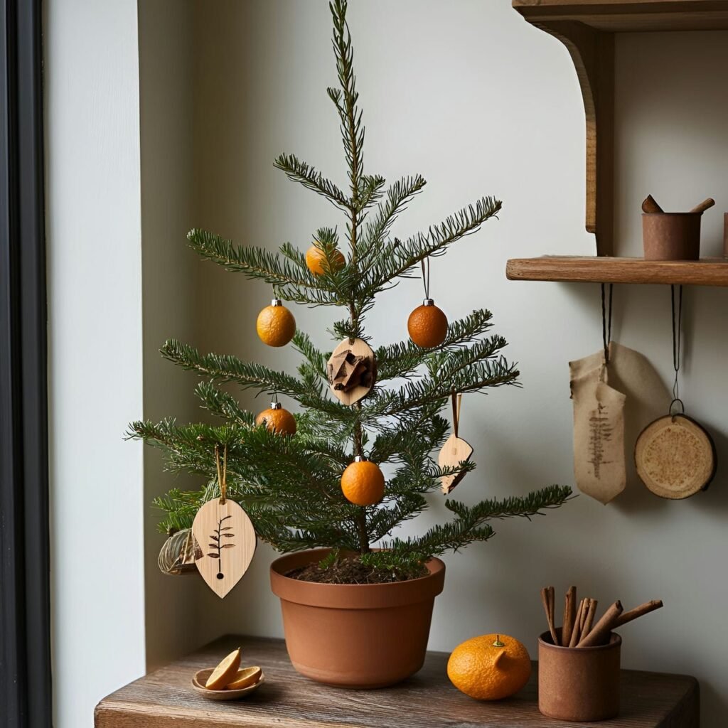 03. Potted Living Christmas Tree with Natural Oranges Slices