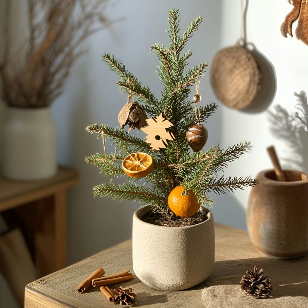 03. Potted Living Christmas Tree with Natural Oranges Slices