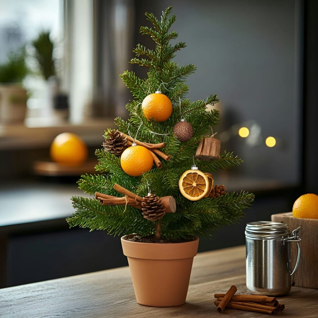 03. Potted Living Christmas Tree with Natural Oranges Slices