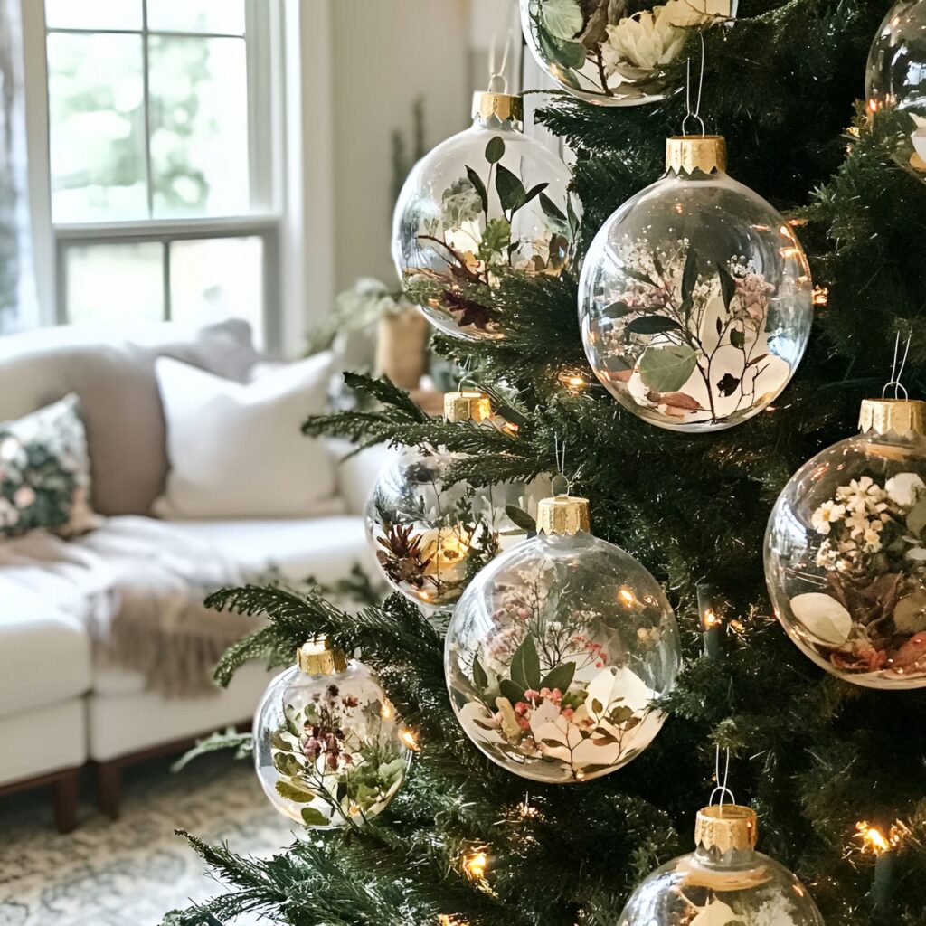 24. Pressed Flower Ornament Tree with Botanical Accents