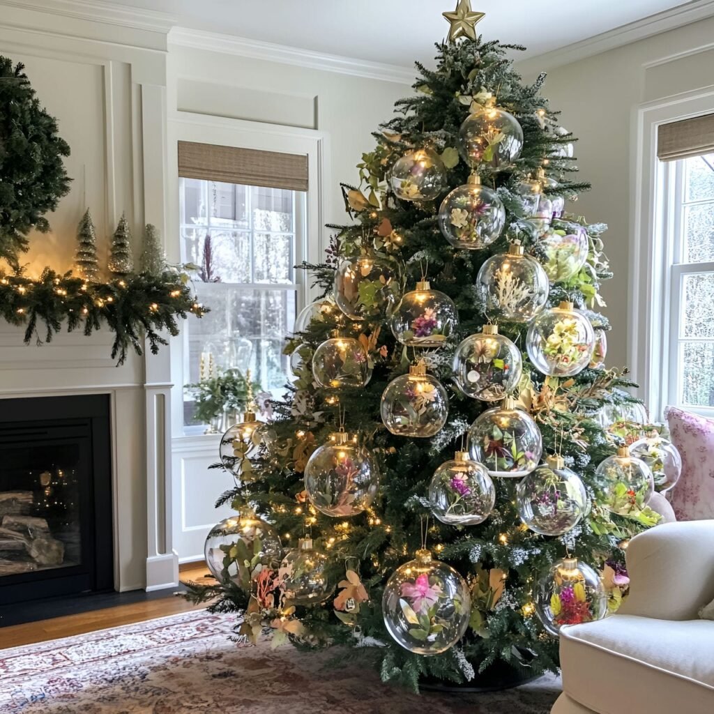 24. Pressed Flower Ornament Tree with Botanical Accents