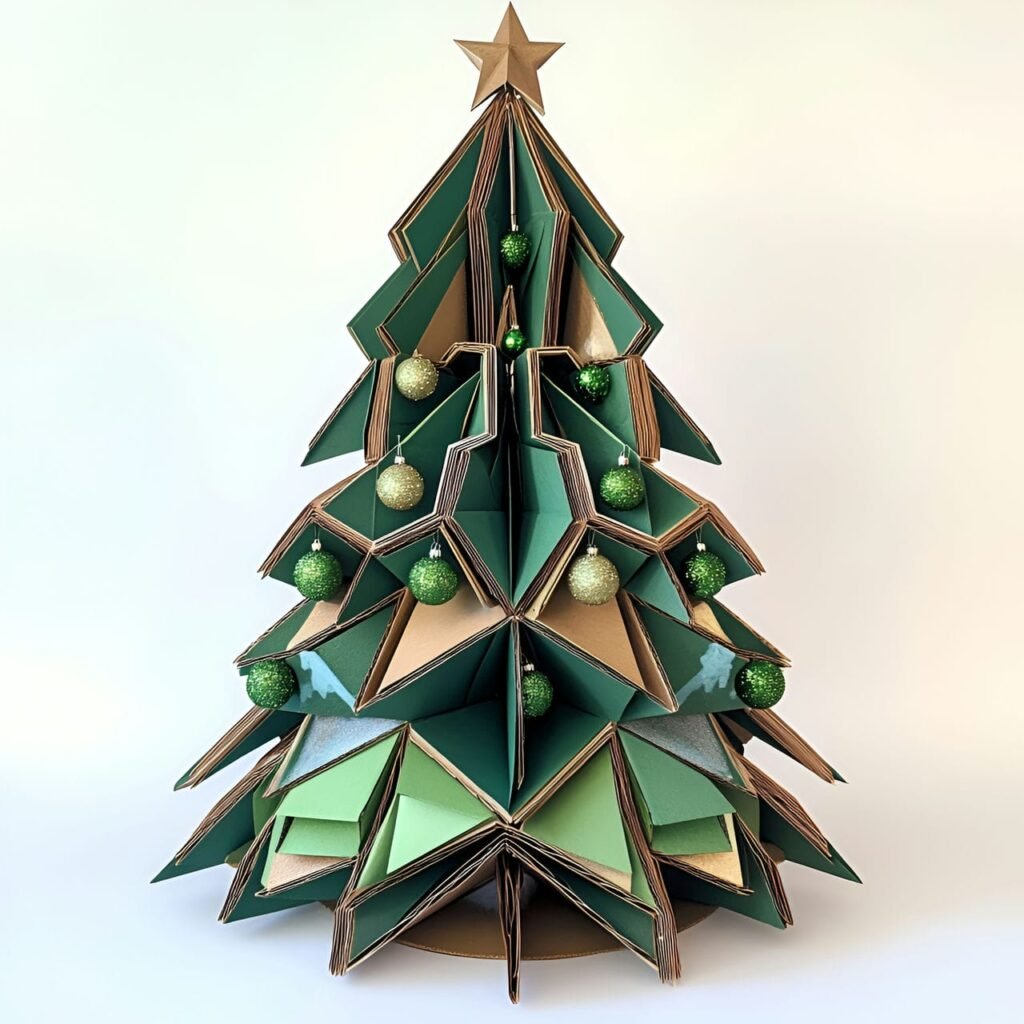 02. Recycled Cardboard Christmas Tree with Eco-Friendly Paints