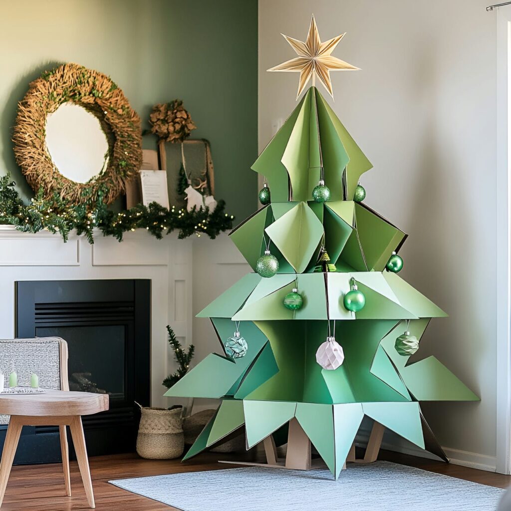 02. Recycled Cardboard Christmas Tree with Eco-Friendly Paints