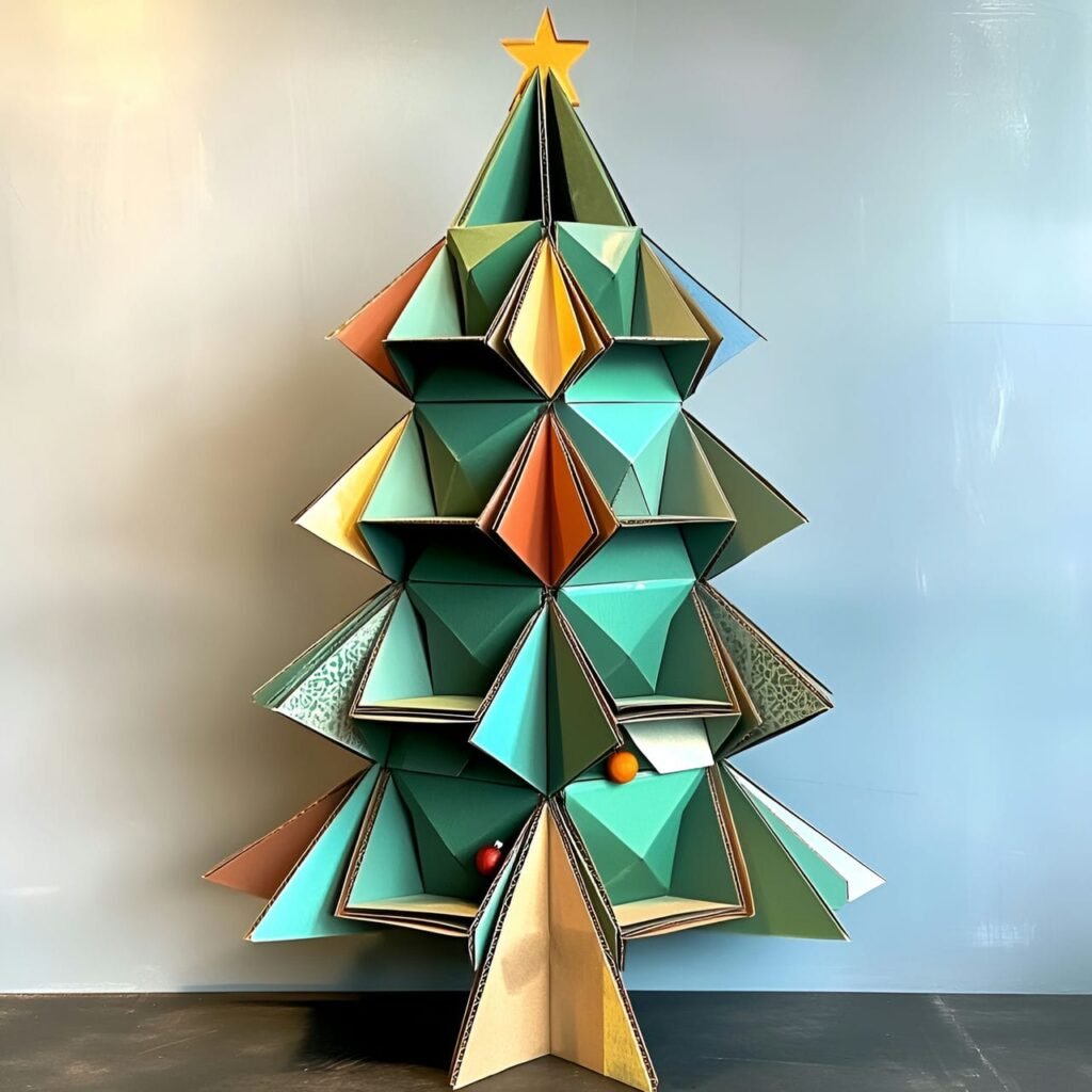 02. Recycled Cardboard Christmas Tree with Eco-Friendly Paints