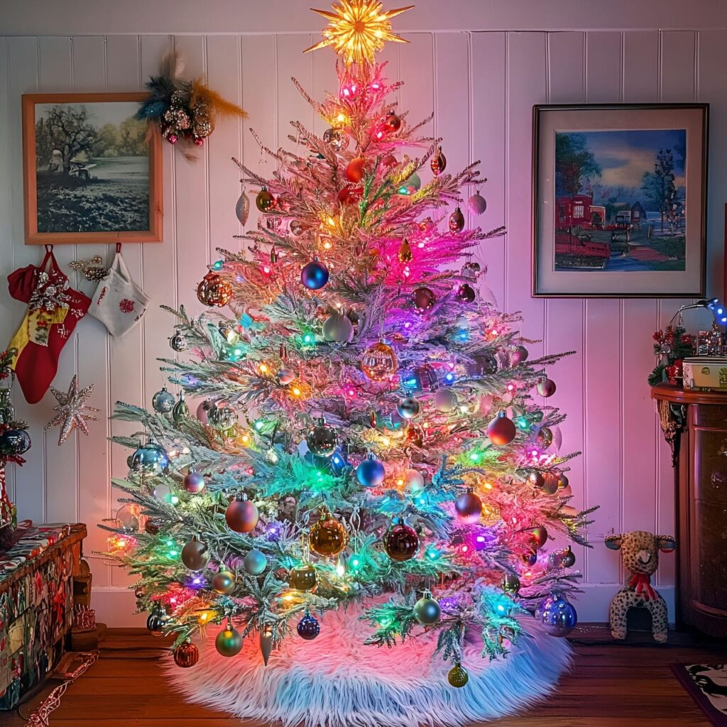 02. Retro Multi-Colored Tree with Vintage-Inspired Décor