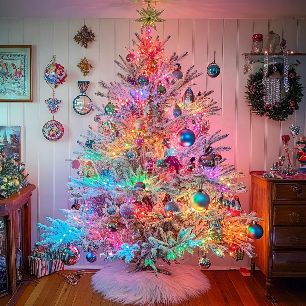 02. Retro Multi-Colored Tree with Vintage-Inspired Décor