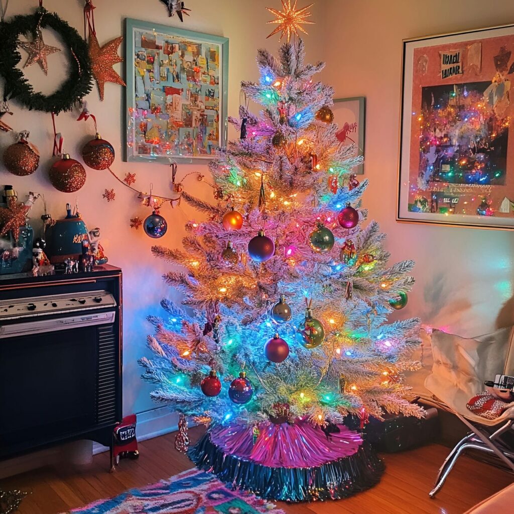 02. Retro Multi-Colored Tree with Vintage-Inspired Décor