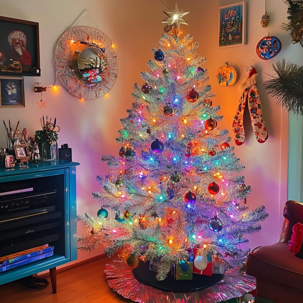 02. Retro Multi-Colored Tree with Vintage-Inspired Décor