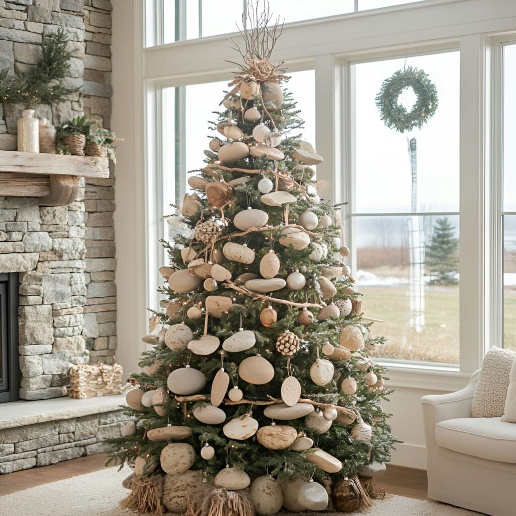 09. River Stones & Branches Tree with Earthy Stone and Twig Garlands