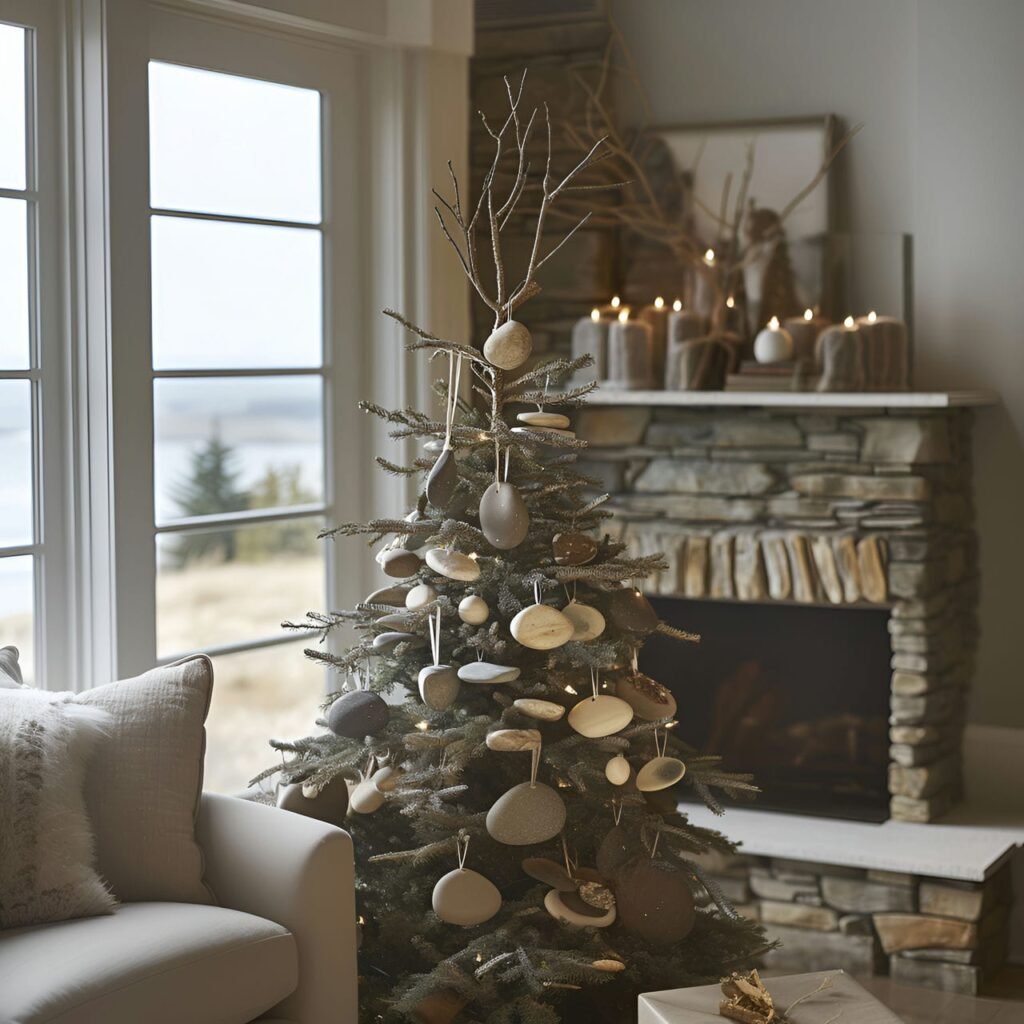 09. River Stones & Branches Tree with Earthy Stone and Twig Garlands