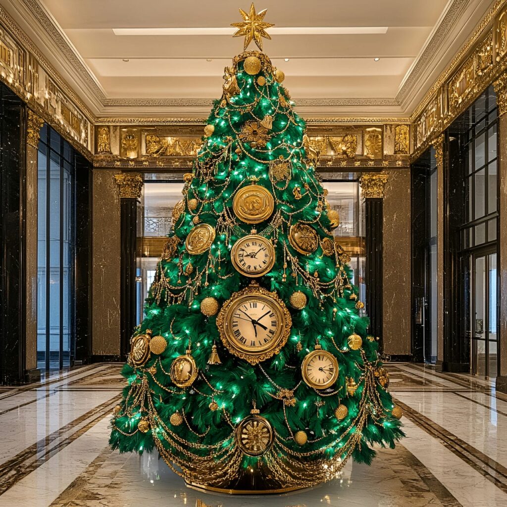 16. Rolex Regal Elegance Tree with Clock-Inspired Décor