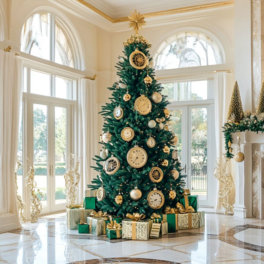 16. Rolex Regal Elegance Tree with Clock-Inspired Décor