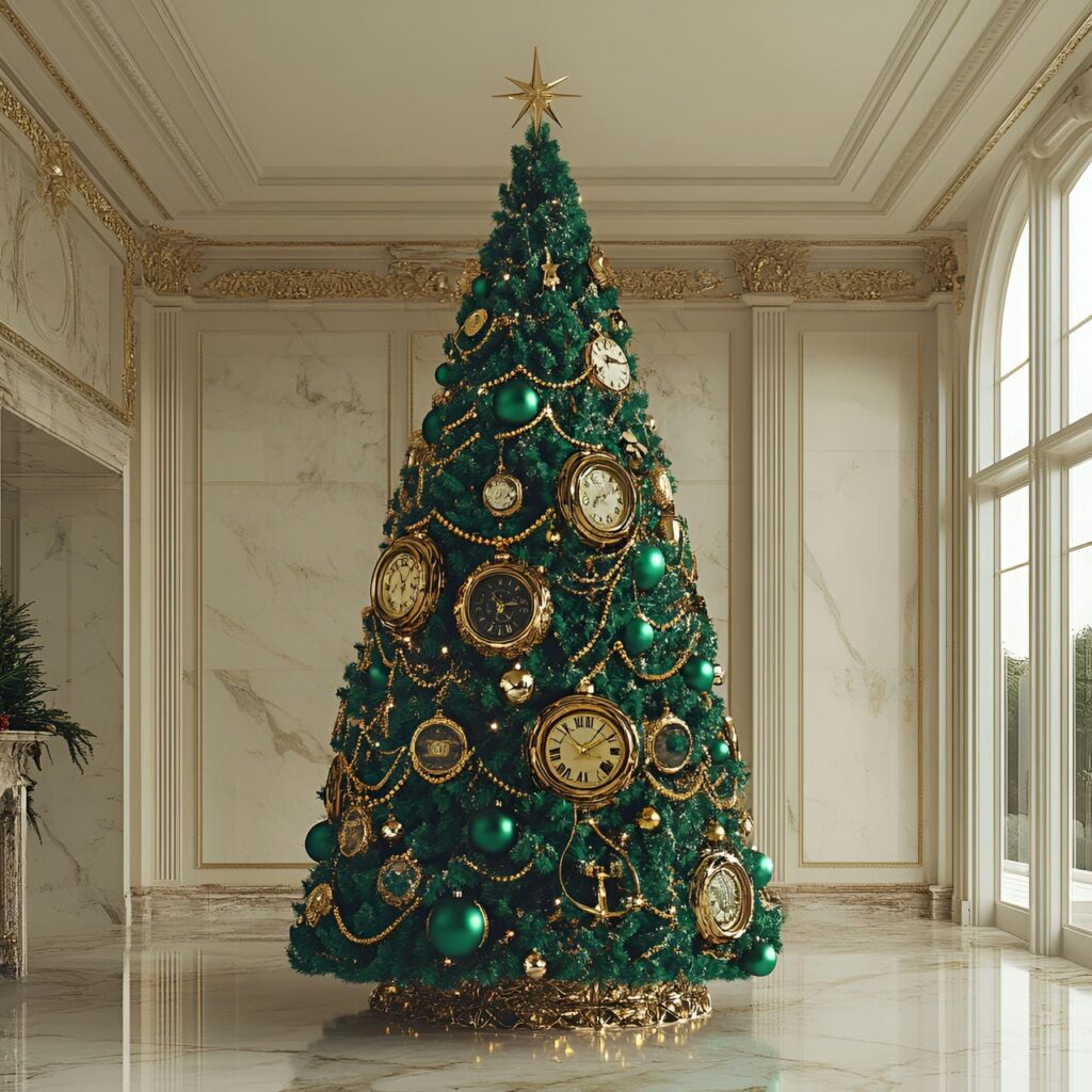 16. Rolex Regal Elegance Tree with Clock-Inspired Décor