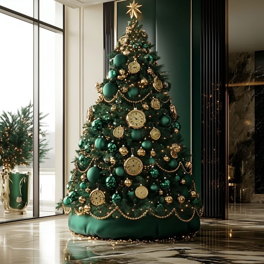 16. Rolex Regal Elegance Tree with Clock-Inspired Décor