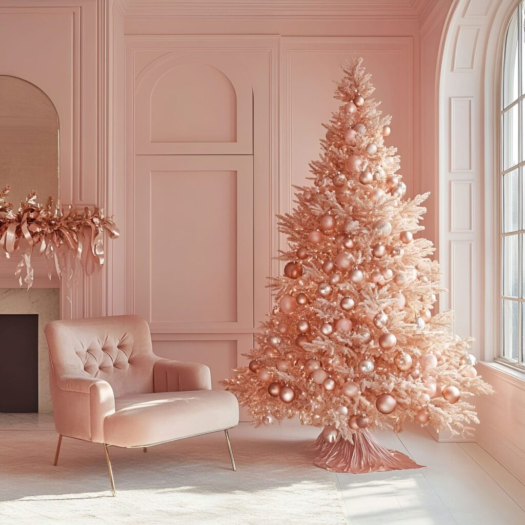 02. Rose Gold Elegance Tree with Champagne Accents