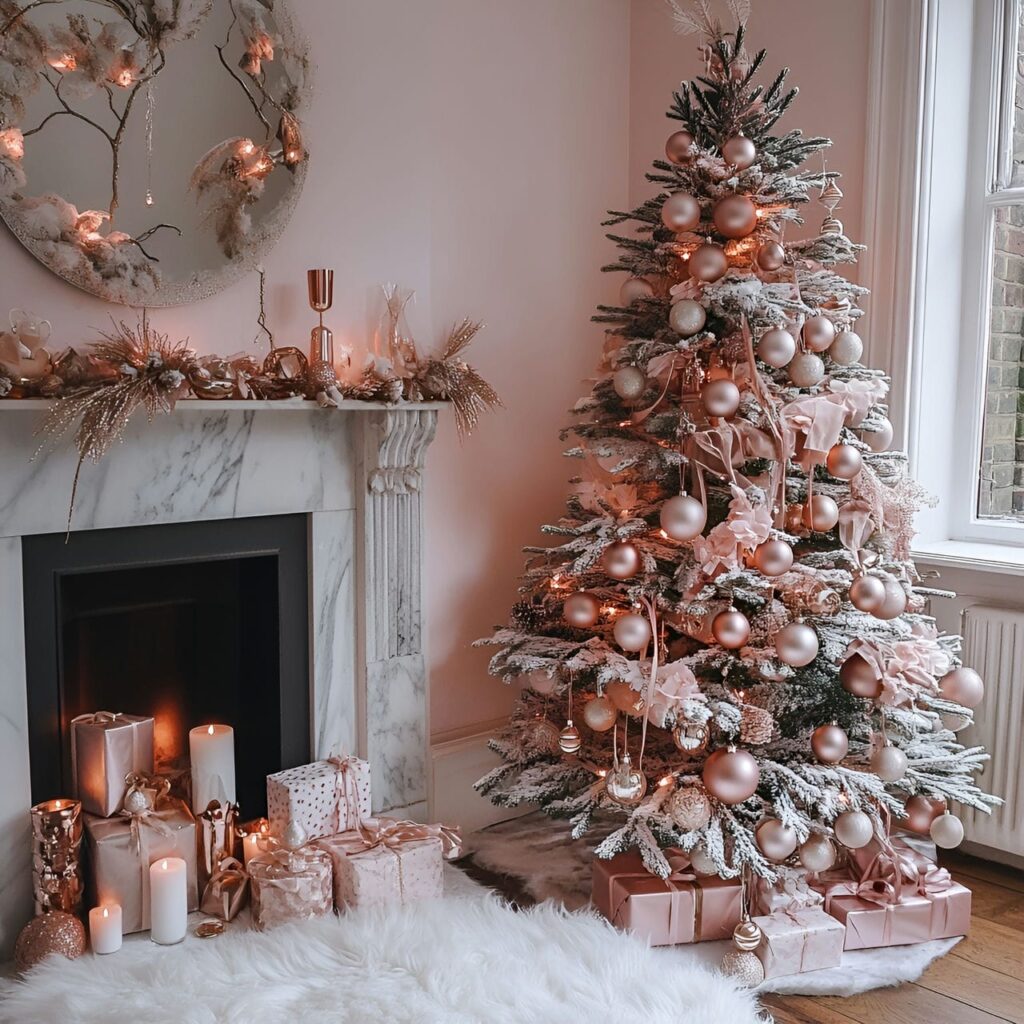 02. Rose Gold Elegance Tree with Champagne Accents