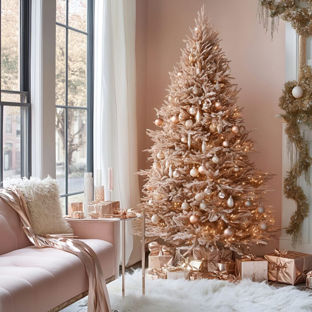 02. Rose Gold Elegance Tree with Champagne Accents