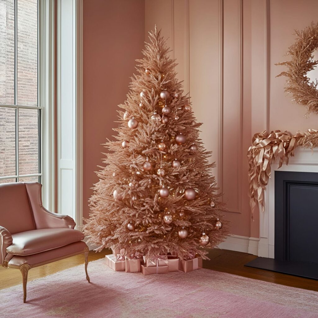 02. Rose Gold Elegance Tree with Champagne Accents