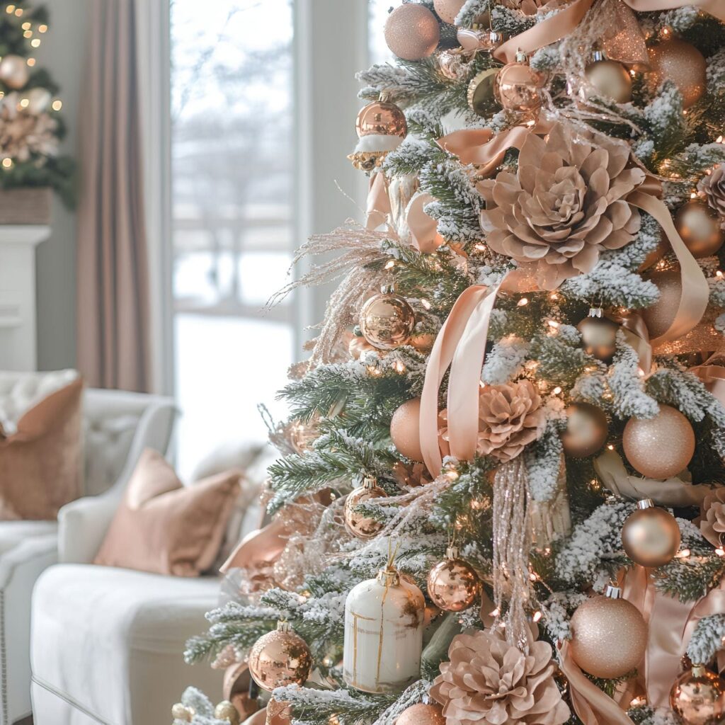 02. Rose Gold Elegance Tree with Champagne Accents