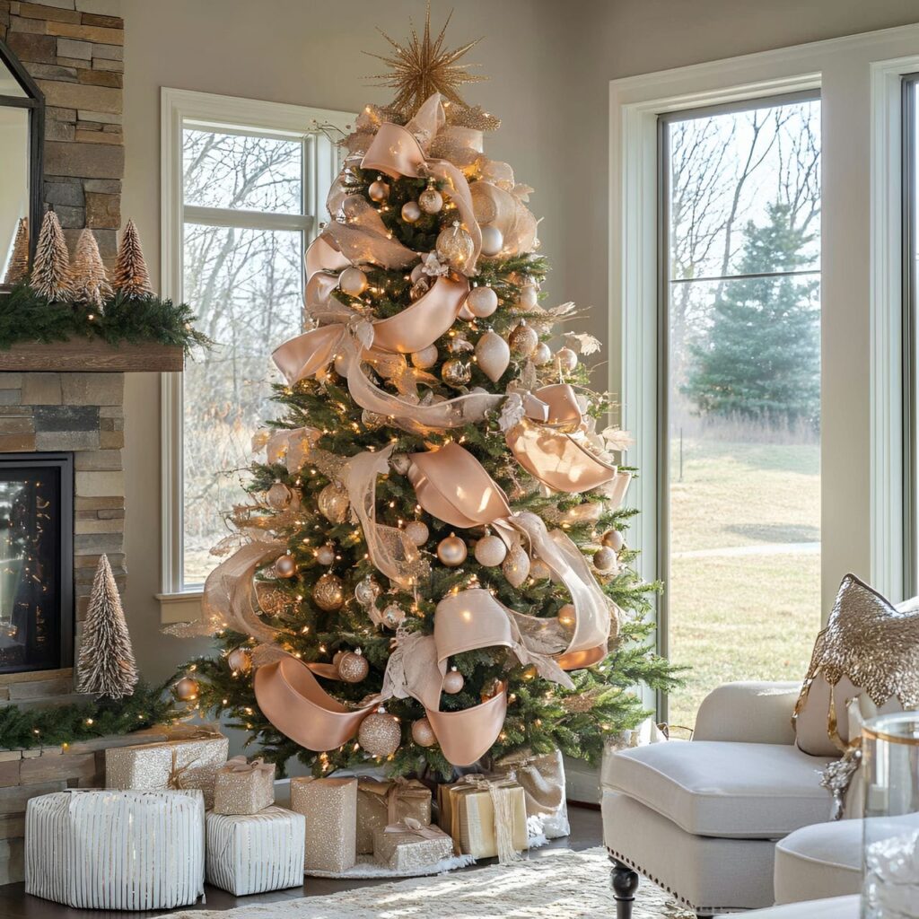 02. Rose Gold Elegance Tree with Champagne Accents