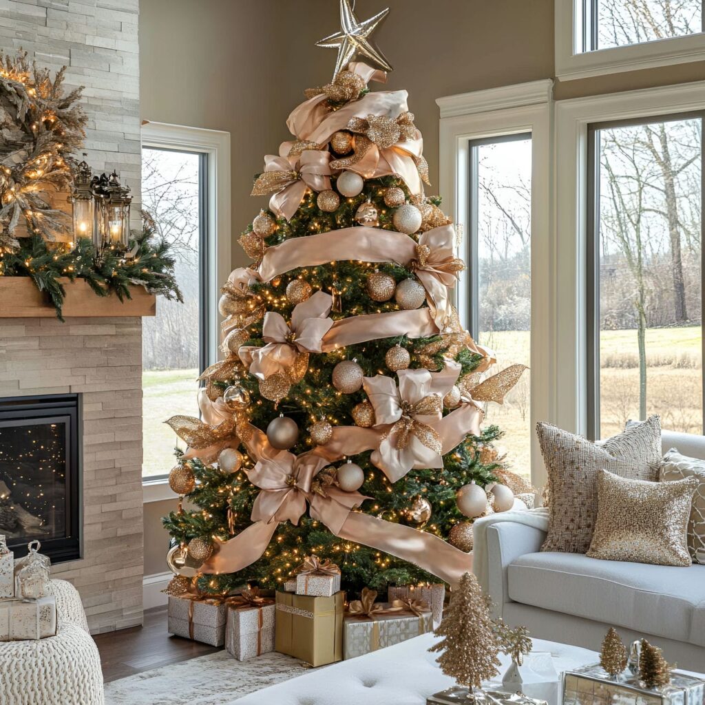 02. Rose Gold Elegance Tree with Champagne Accents