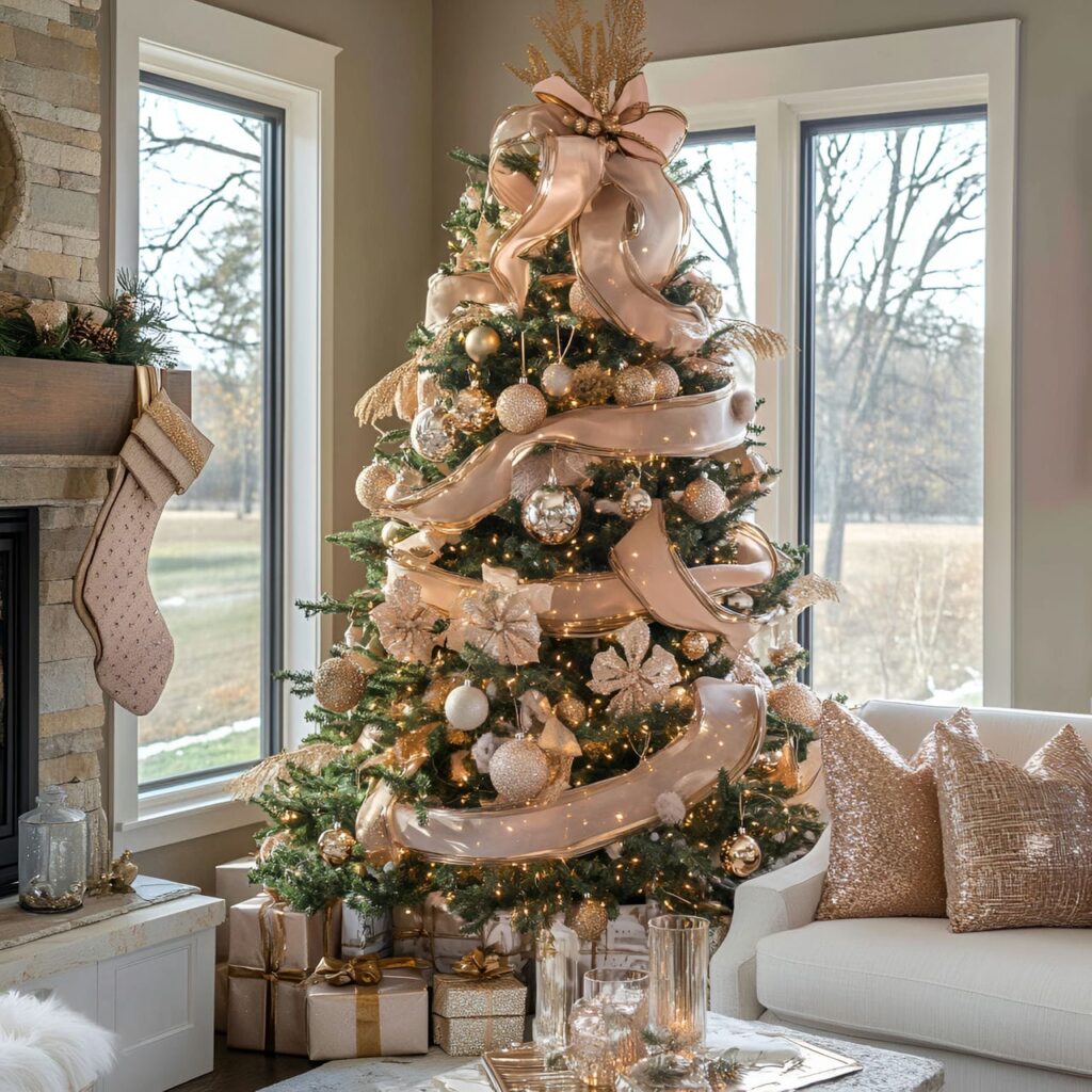 02. Rose Gold Elegance Tree with Champagne Accents