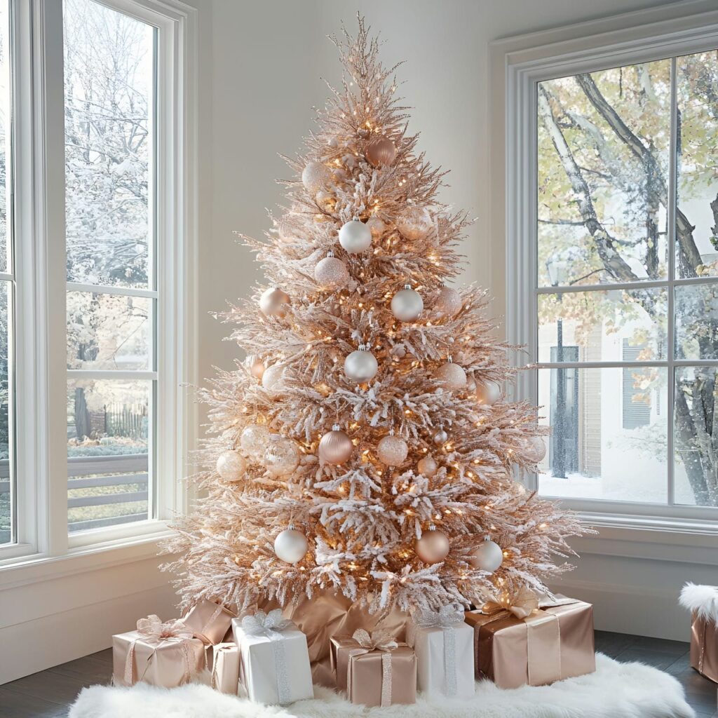 09. Rose Gold & White Simplicity Tree with Crystal Garlands