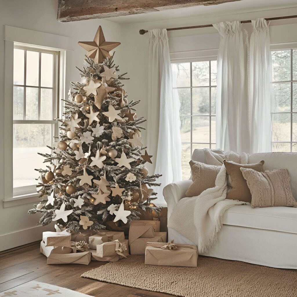 06. Scandinavian Simplicity Tree with White Stars and Snowflakes