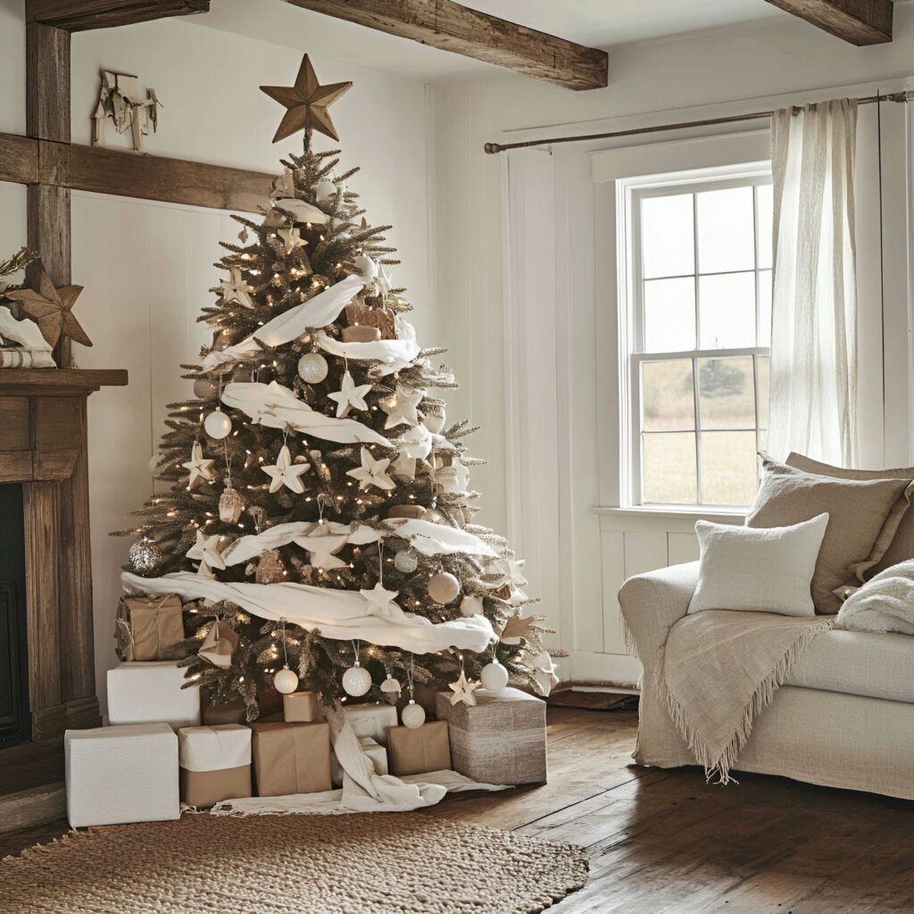 06. Scandinavian Simplicity Tree with White Stars and Snowflakes