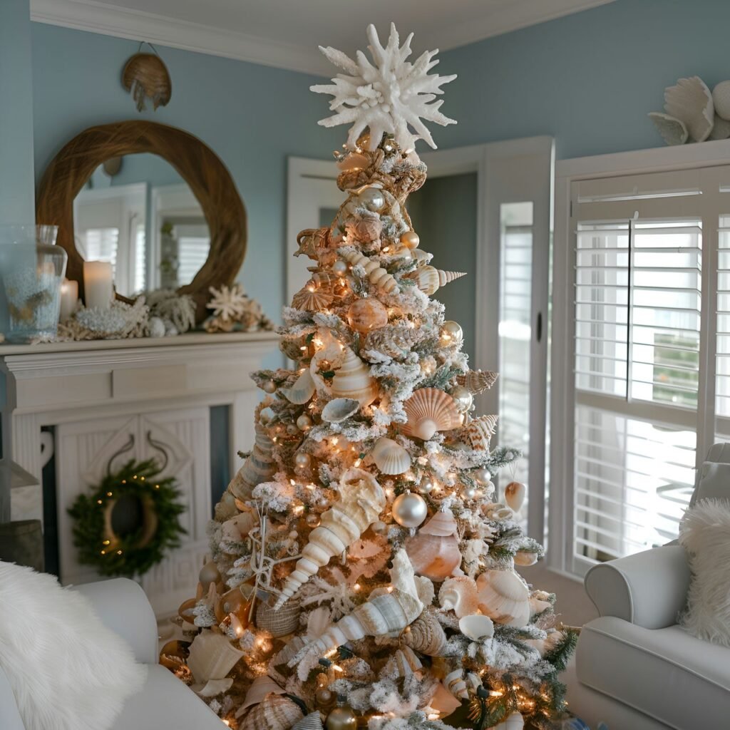 11. Beach-Themed Christmas Tree: Celebrate the Holidays with Coastal Charm