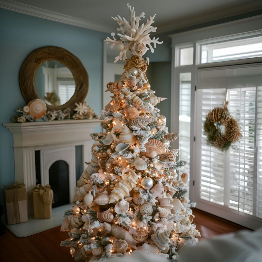 11. Beach-Themed Christmas Tree: Celebrate the Holidays with Coastal Charm