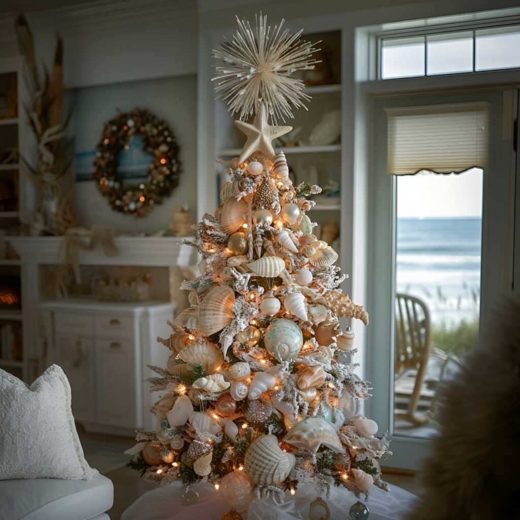 11. Beach-Themed Christmas Tree: Celebrate the Holidays with Coastal Charm