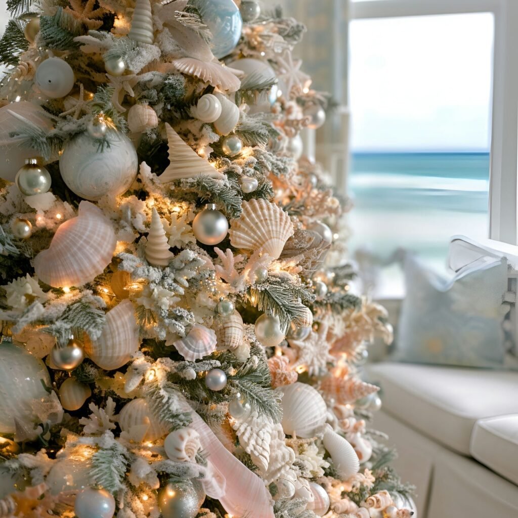 11. Beach-Themed Christmas Tree: Celebrate the Holidays with Coastal Charm