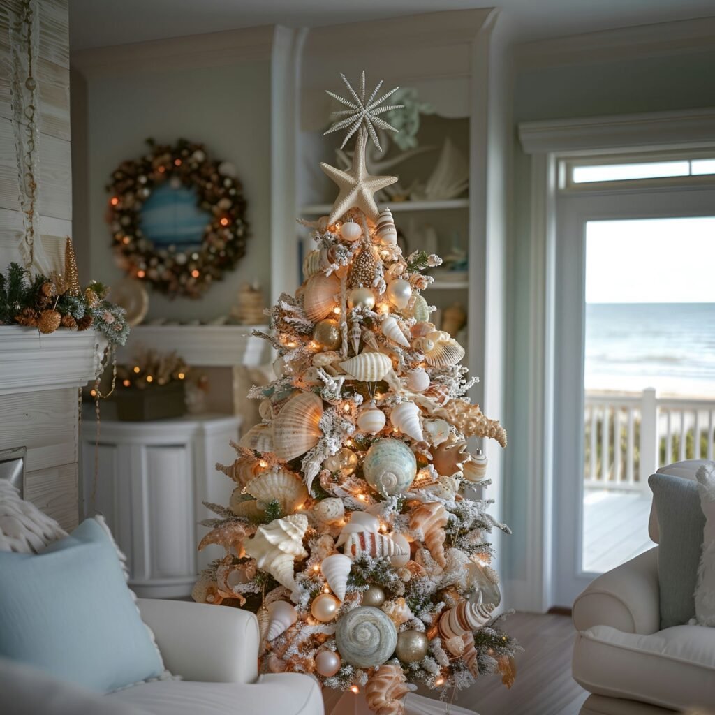 11. Beach-Themed Christmas Tree: Celebrate the Holidays with Coastal Charm