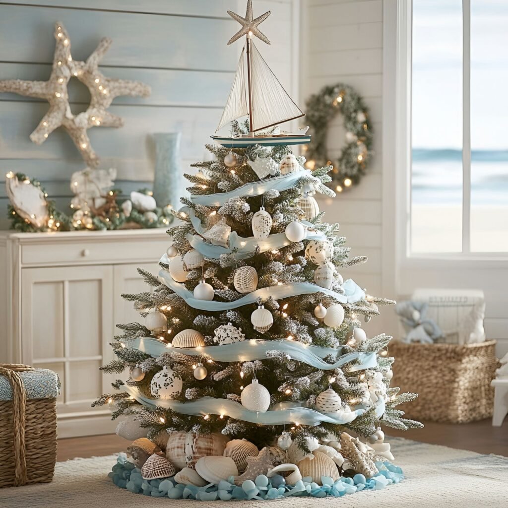 24. Nautical Christmas Tree: Coastal-Inspired Holiday Décor