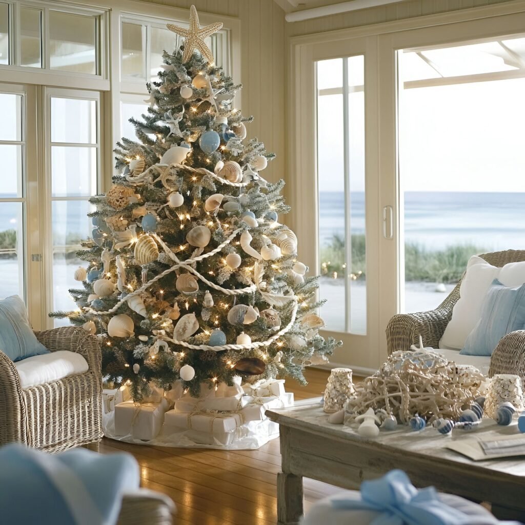 24. Nautical Christmas Tree: Coastal-Inspired Holiday Décor