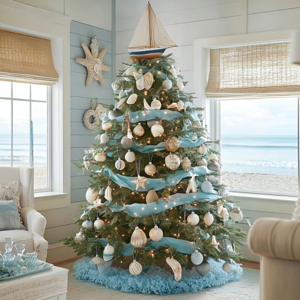 24. Nautical Christmas Tree: Coastal-Inspired Holiday Décor