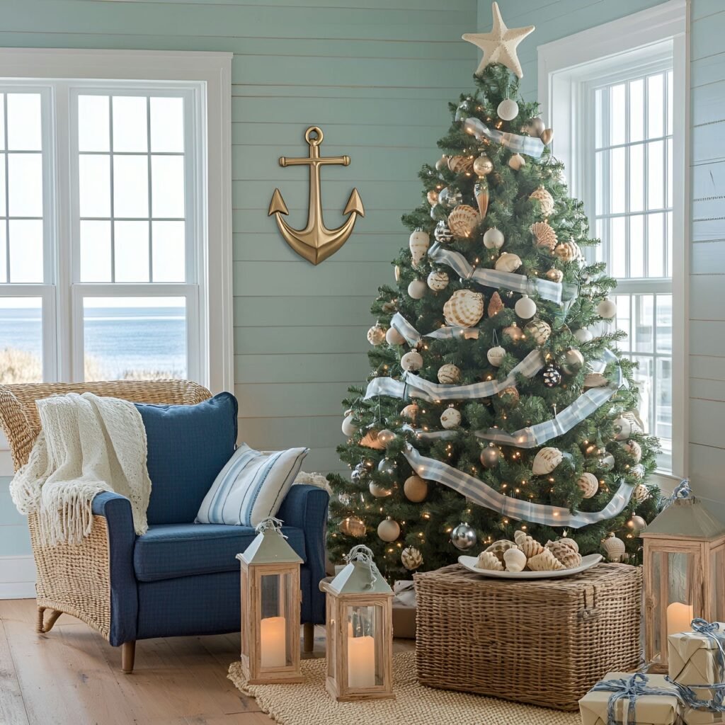 24. Nautical Christmas Tree: Coastal-Inspired Holiday Décor