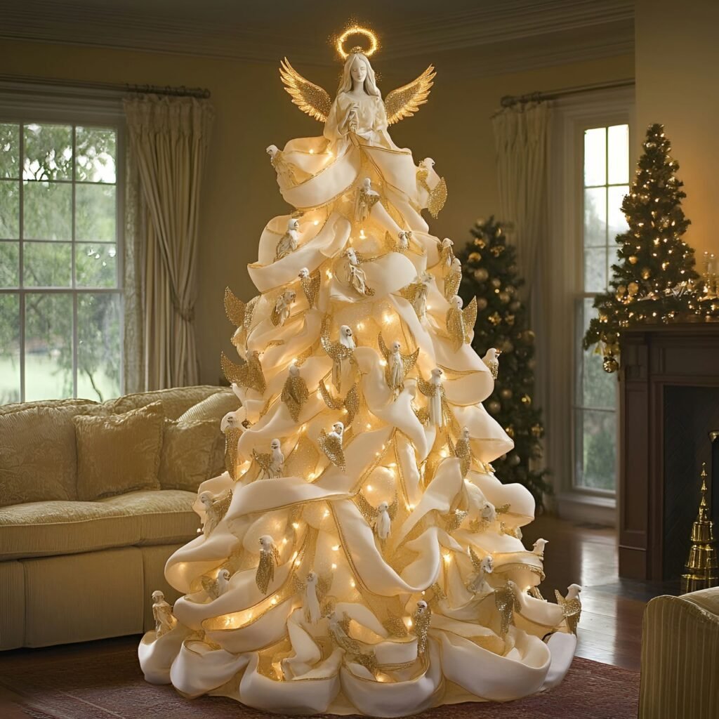 25. Angel-Themed Christmas Tree: Heavenly Décor for a Serene Holiday