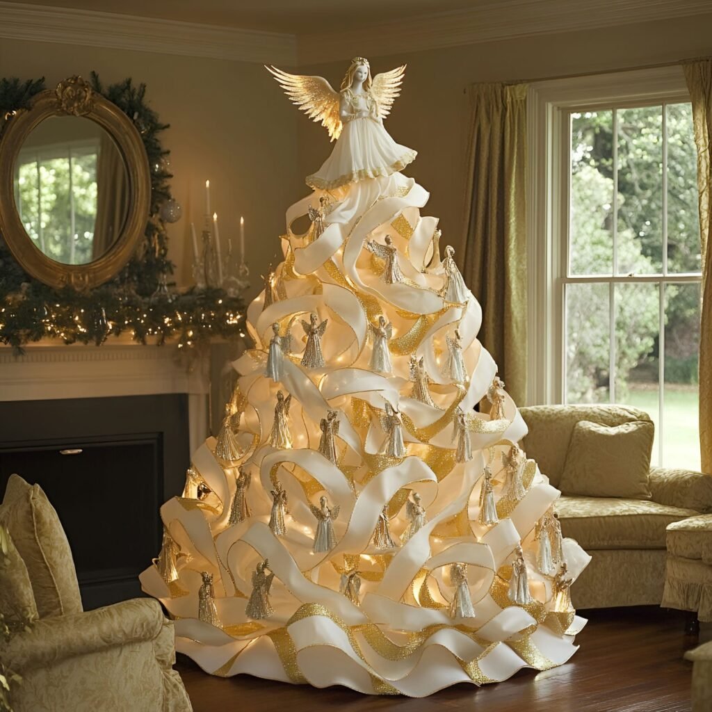 25. Angel-Themed Christmas Tree: Heavenly Décor for a Serene Holiday