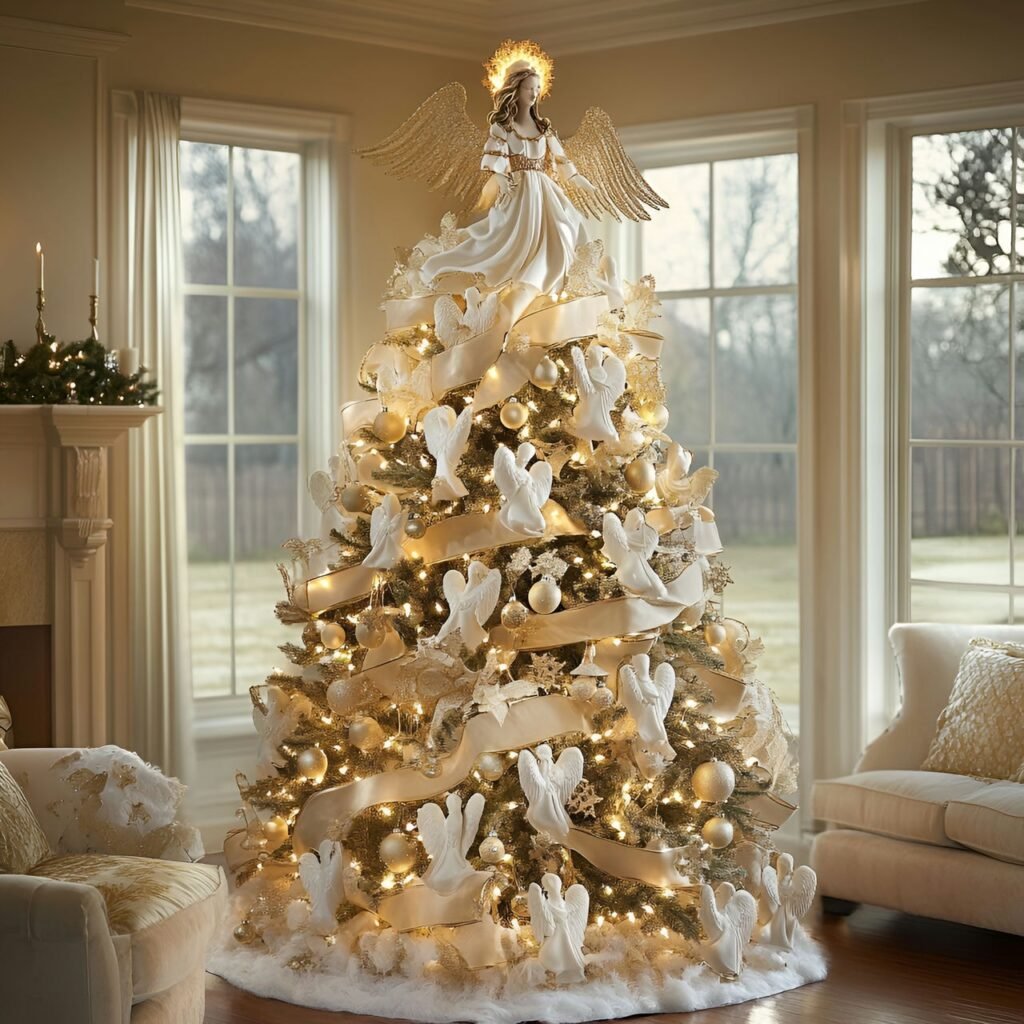 25. Angel-Themed Christmas Tree: Heavenly Décor for a Serene Holiday