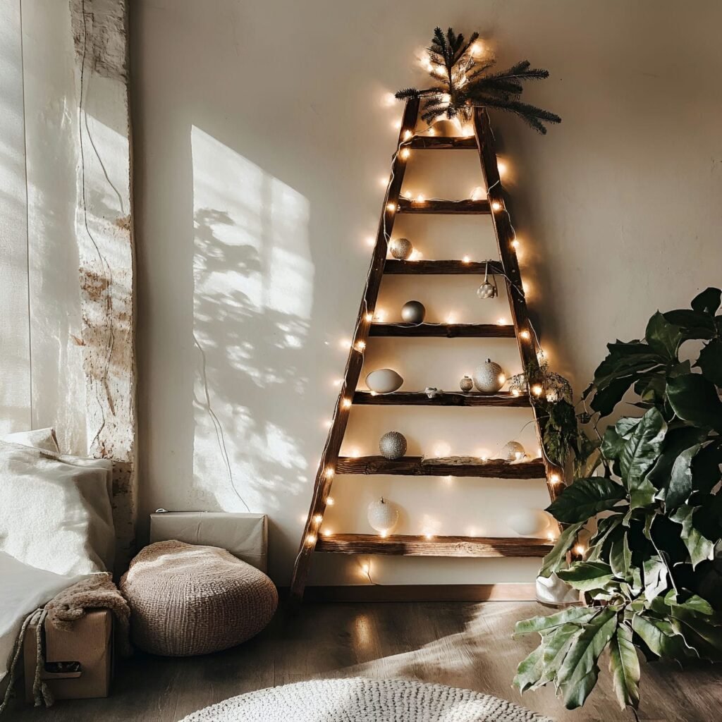 07. Simple Ladder Tree with Warm White Fairy Lights