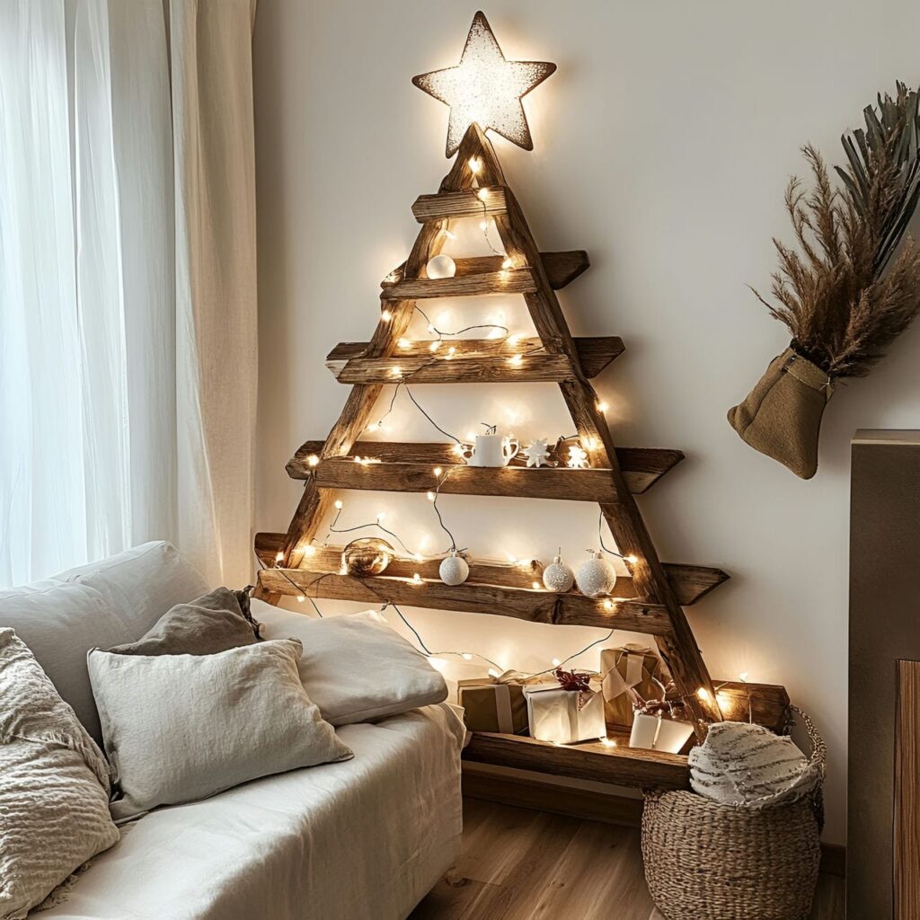 07. Simple Ladder Tree with Warm White Fairy Lights