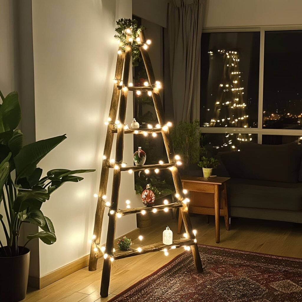 07. Simple Ladder Tree with Warm White Fairy Lights