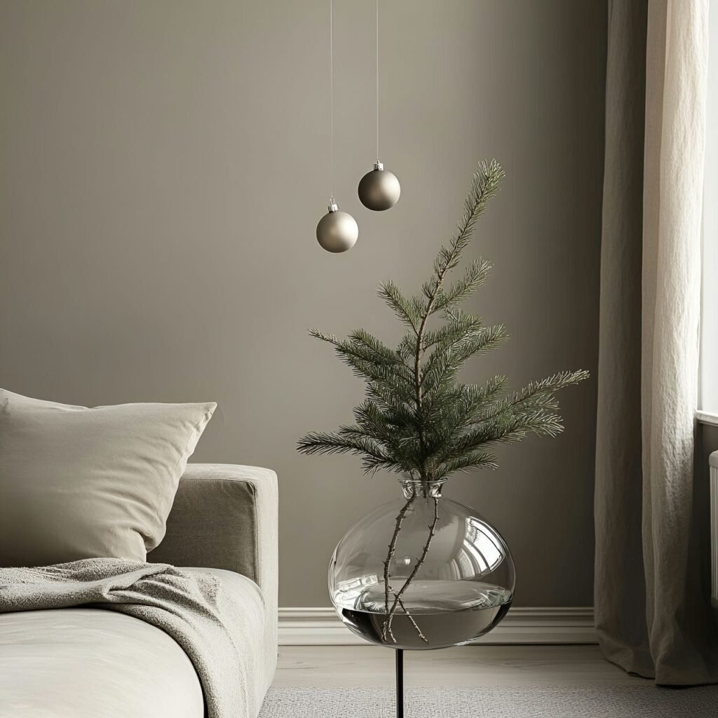 11. Single Pine Bough Tree with Glass Vase Accent