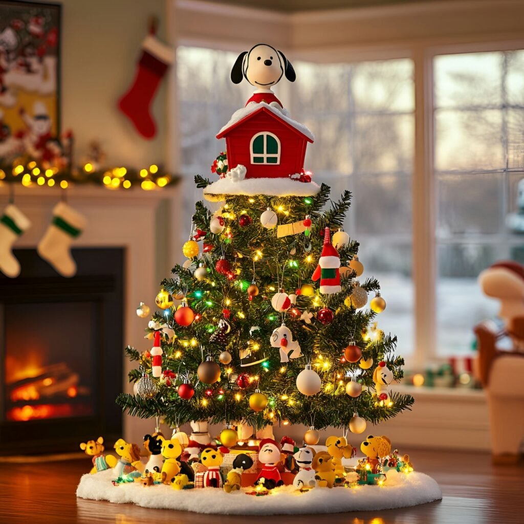 26. Peanuts Comic Strip Christmas Tree: Nostalgic Holiday Décor