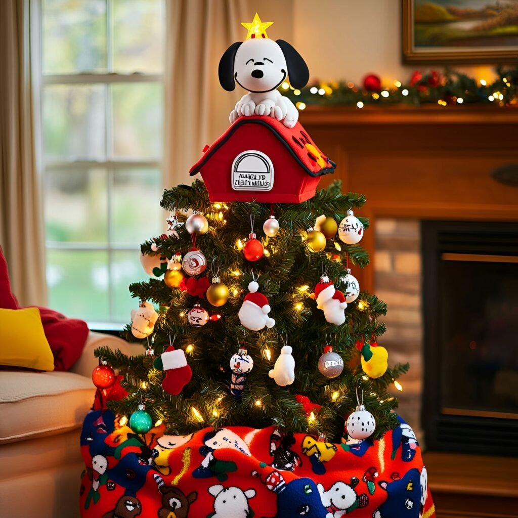 26. Peanuts Comic Strip Christmas Tree: Nostalgic Holiday Décor