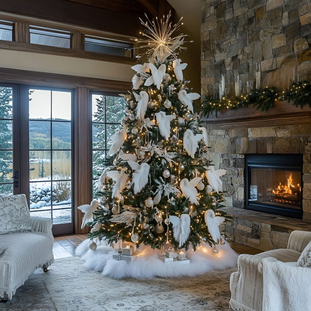 25. Angel-Themed Christmas Tree: Heavenly Décor for a Serene Holiday